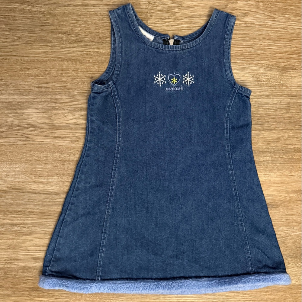 Vintage OshKosh B'gosh Denim Dress with snow flake Embroidery size 3T